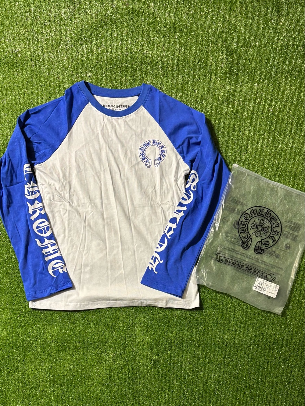 Chrome Hearts White and Royal Blue Long-Sleeve Tee